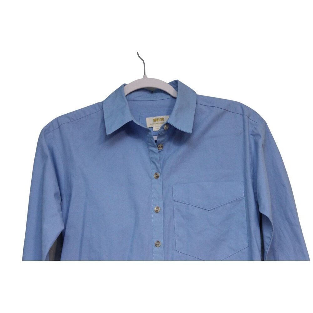Anthropologie Maeve Shirt Dress XS Petite Blue Midi Long Sleeve Preppy Casual - Picture 2 of 14